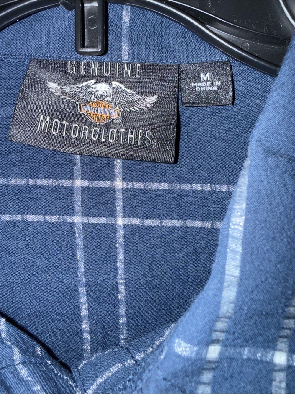 Harley Davidson Blue Plaid Button-Up Shirt with Back Graphic - Picture 6 of 9